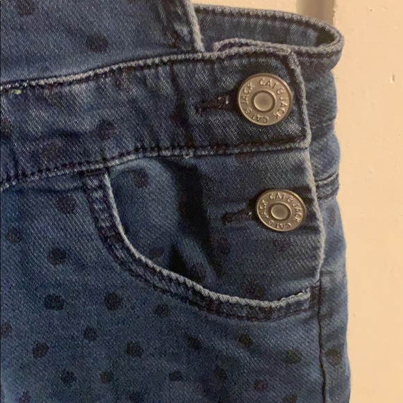 Girls faux denim polka dot skirted overalls - Picture 2 of 5